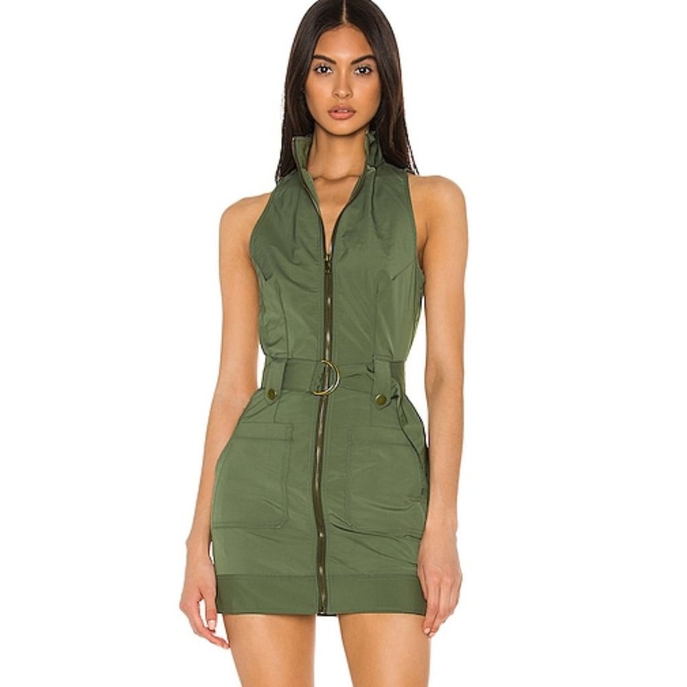 Superdown Sofia Belted Mini Dress In Olive